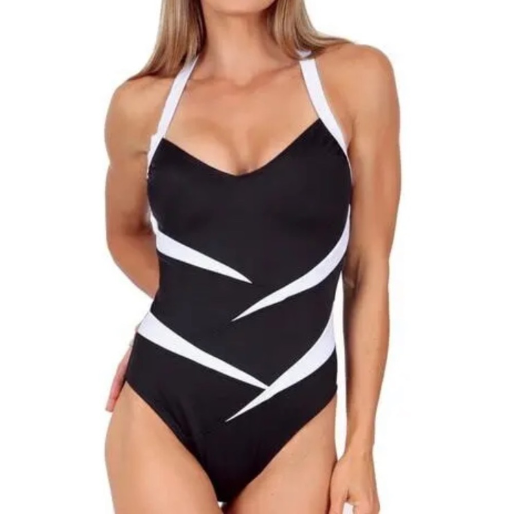 Instant Figure Women's Compression Two-Tone One-Piece Swimsuit